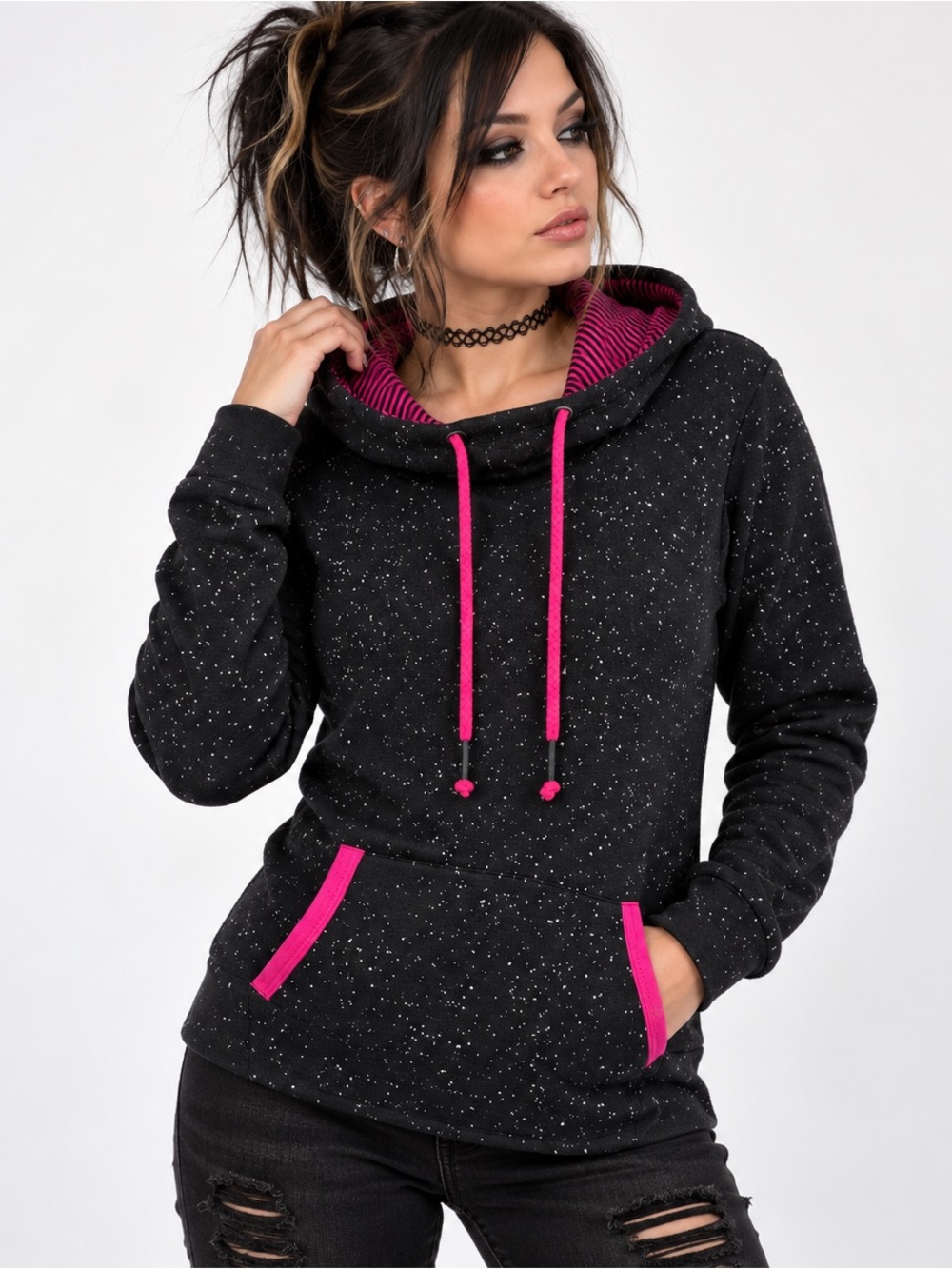 Y2K Scene Hoodie Small Indie Sleaze Cosmic Speckled Alt Grunge Goth Pop Punk Emo